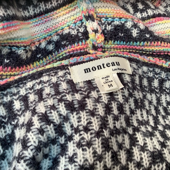 Monteau Intarsia open duster cardigan M - Picture 4 of 5